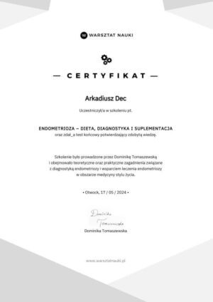 Certyfikat – endometrioza