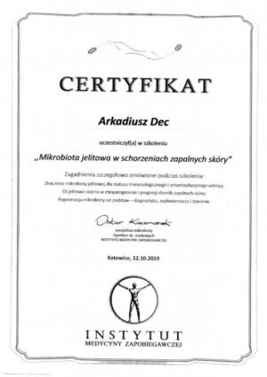 Certyfikat – mikrobiota jelitowa