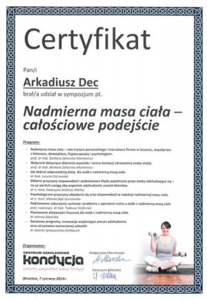 Certyfikat – nadmierna masa ciała