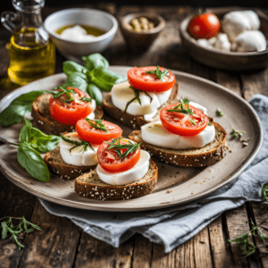 Kanapki z mozzarellą i pomidorem