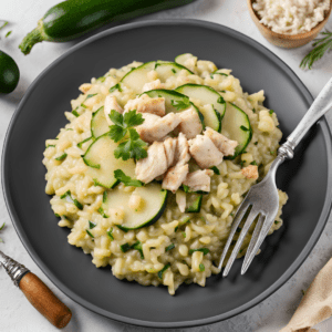 Risotto z cukinią i kurczakiem